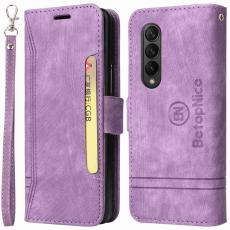 BETOPNICE - BETOPNICE 001 Samsung Galaxy Z Fold3 Pl&aring;nboksfodral Konstl&auml;der - Lila
