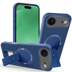 A-One Brand - iPhone 17 Air Mobilskal MagSafe Kickstand Carbon Fiber - Blå