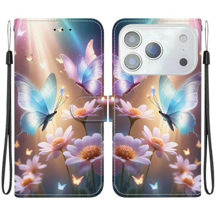 A-One Brand - iPhone 17 Pro Max Plånboksfodral Med Lanyard - Butterfly Floral