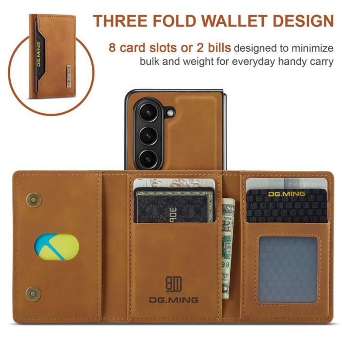 DG.MING - DG.MING M2 Kickstand Plånboksfodral Samsung Galaxy Z Fold5 - Brun