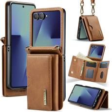 DG.MING - DG.MING M6 Series Konstl&auml;der Pl&aring;nboksfodral f&ouml;r Samsung Galaxy Z Flip7 5G - Brun