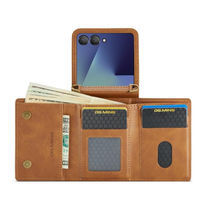 DG.MING - DG.MING M6 Series Konstläder Plånboksfodral för Samsung Galaxy Z Flip7 5G - Brun