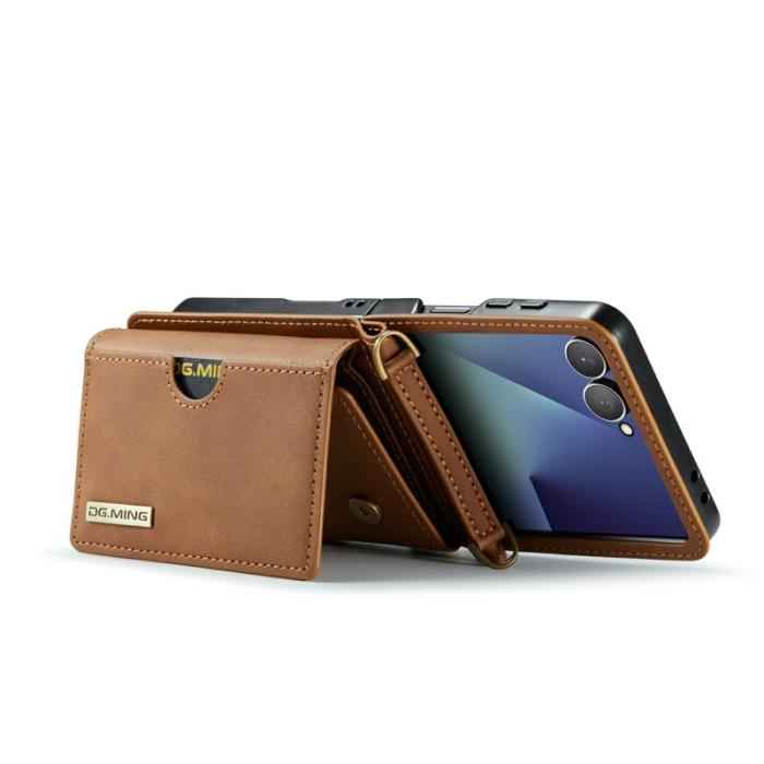 DG.MING - DG.MING M6 Series Konstläder Plånboksfodral för Samsung Galaxy Z Flip7 5G - Brun