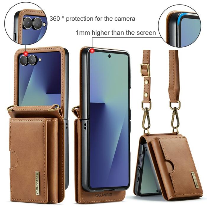 DG.MING - DG.MING M6 Series Konstläder Plånboksfodral för Samsung Galaxy Z Flip7 5G - Brun