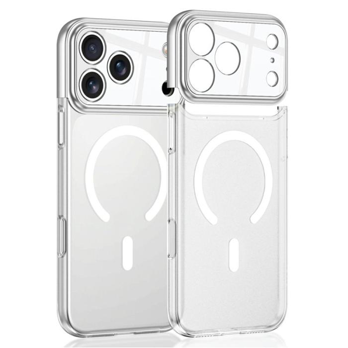 GKK - GKK iPhone 17 Pro Max Fodral Kontrastfärg Genomskinlig PC - Silver