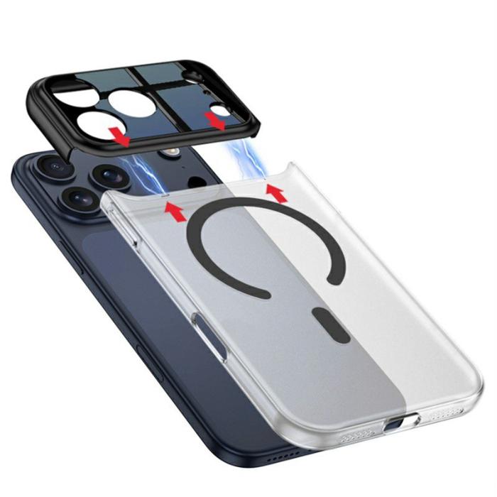 GKK - GKK iPhone 17 Pro Max Fodral Kontrastfärg Genomskinlig PC - Silver