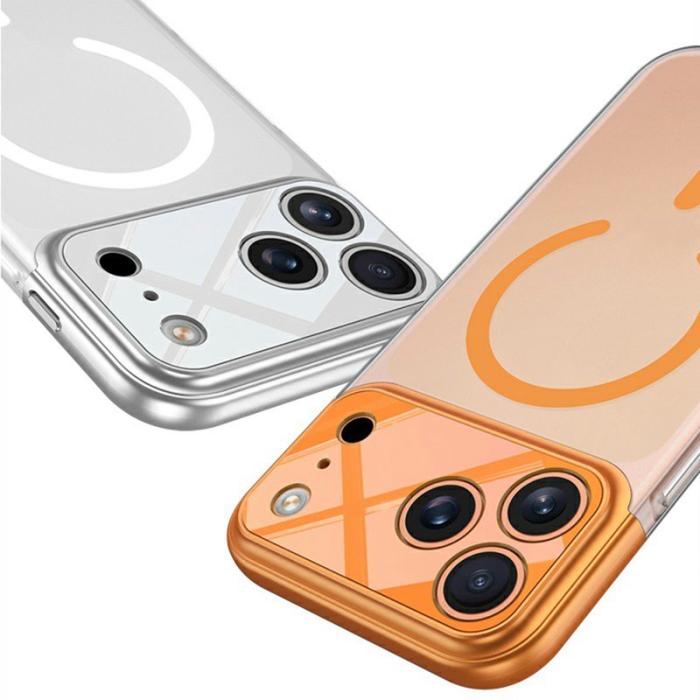 GKK - GKK iPhone 17 Pro Max Fodral Kontrastfärg Genomskinlig PC - Silver