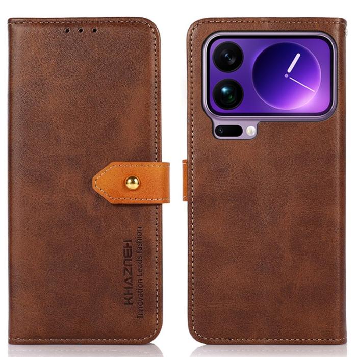 KHAZNEH - KHAZNEH Xiaomi 17 Pro Max Plånboksfodral Konstläder - Brun