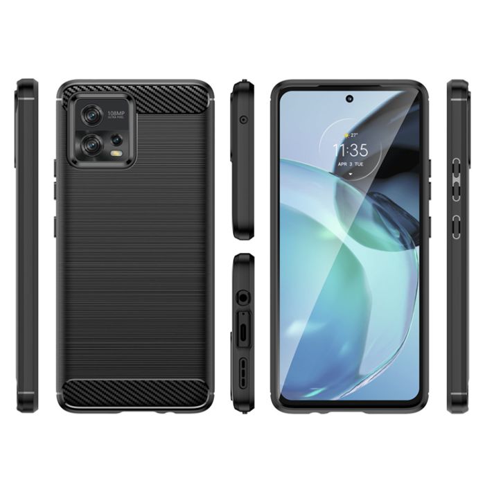 UTGATT5 - Motorola Moto G72 Skal Carbon Silicone Flexible - Svart