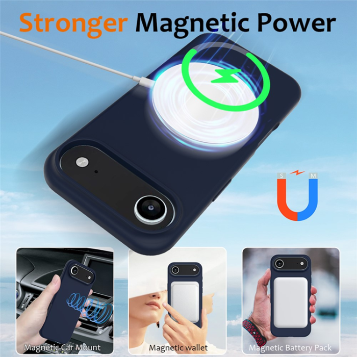A-One Brand - iPhone 17 Air Mobilskal MagSafe Silikon Anti-Drop - Mörkblå