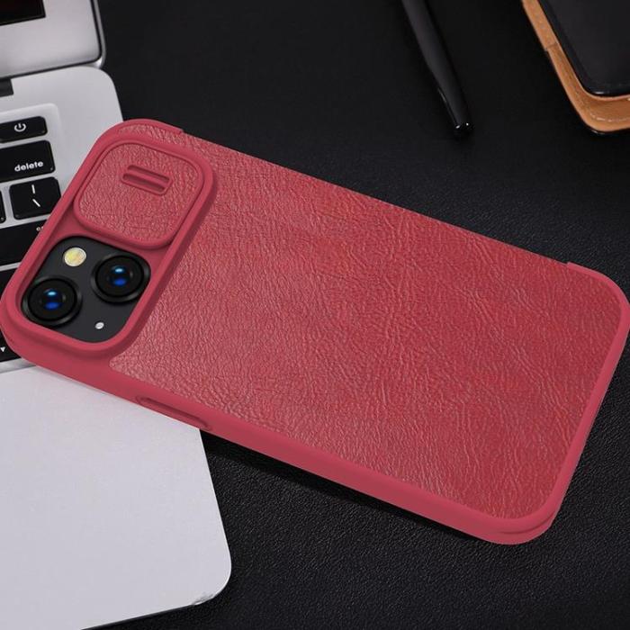 Nillkin - Nillkin iPhone 14 Plus Plånboksfodral QinPro Läder - Röd