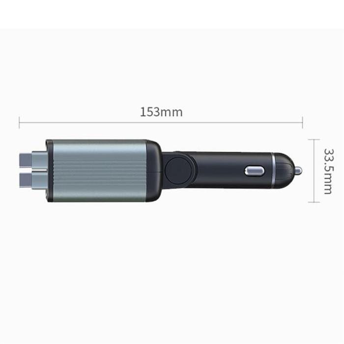 OEM - Billaddare Snabbladdningsadapter och Dubbla Indragbara Typ-C-Kablar GC08A