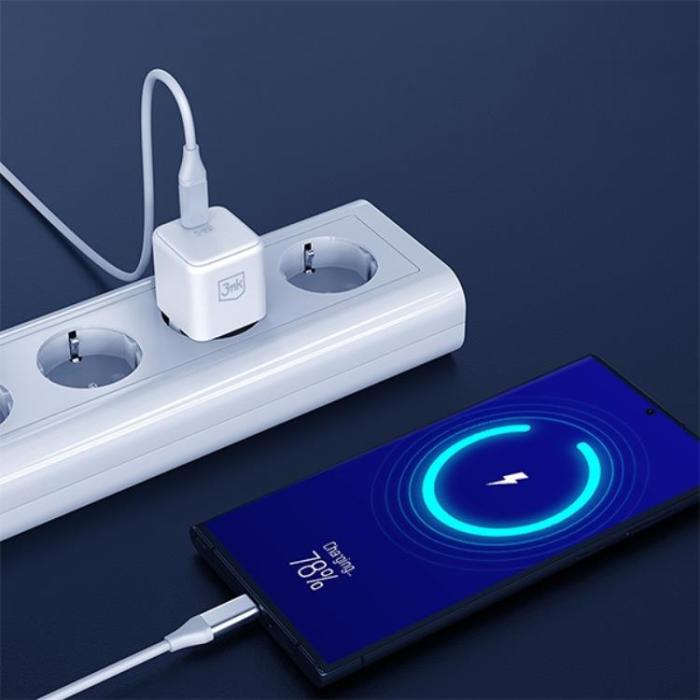 3MK - 3MK Snabbladdare 25W 1xUSB-C med USB-C Kabel Hyper - Vit