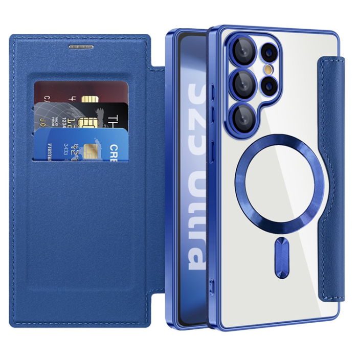 A-One Brand - Galaxy S25 Ultra Plånboksfodral MagSafe RFID Blocking - Safir