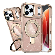 A-One Brand - iPhone 17 Pro Max Mobilskal Glitter Design TPU + PC Kickstand - Guld
