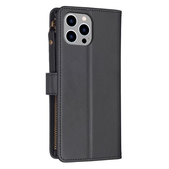 OEM - iPhone 15 Pro Plånboksfodral Zipper Flip - Svart