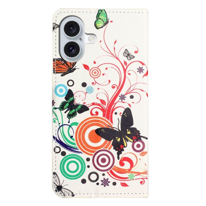 A-One Brand - iPhone 17 Plånboksfodral Pattern Print - Vit Fjäril