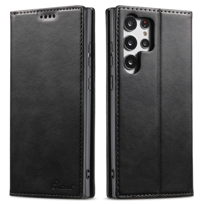 SUTENI - SUTENI Galaxy S23 Ultra Plånboksfodral Kickstand Flip - Svart