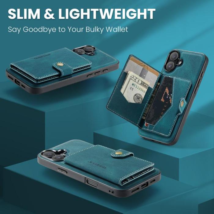 OEM - JEEHOOD iPhone 17 Mobilskal KonstLäder + Plast Avtagbar - Blå