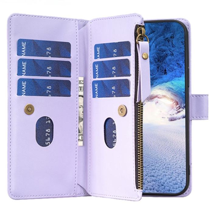 OEM - iPhone 15 Pro Plånboksfodral Zipper Flip - Lila