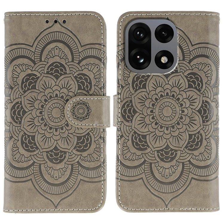OnePlus 15 Plånboksfodral Mandala Imprinted Konstläder - Grå (Grå) | 2353 | AlltMobil