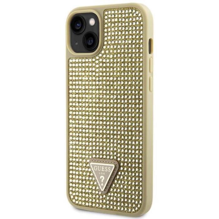 Guess - Guess iPhone 14 Plus Mobilskal Rhinestone Triangle - Guld