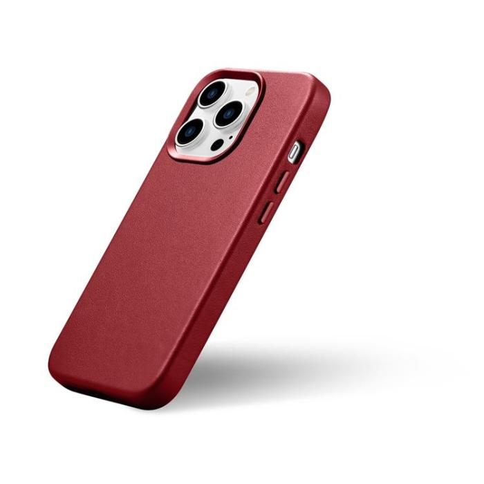 ICARER - iCarer iPhone 14 Pro Max Skal Magsafe Äkta Läder - Röd