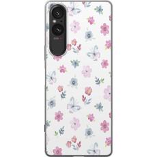 iSecrets - Mobilskal till Sony Xperia 5 V med Blommor och fj&auml;rillar