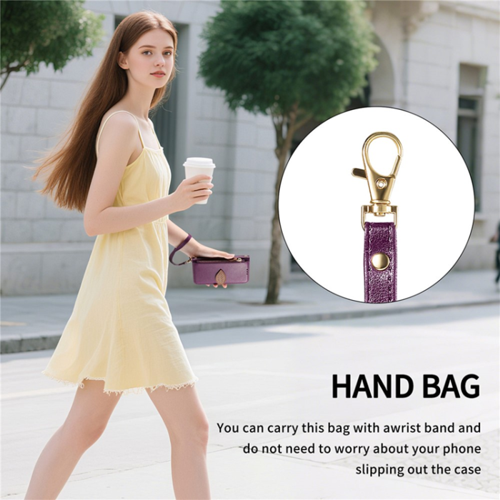 A-One Brand - iPhone Air Plånboksfodral Leaf Magnetiskt Spänne Konstläder - Lila