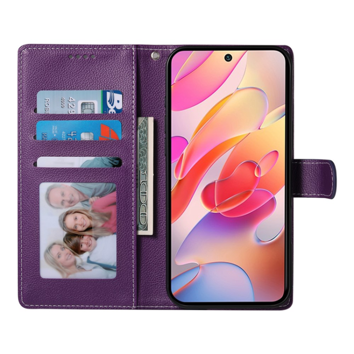 A-One Brand - Galaxy A17/A26 Plånboksfodral Litchi Läder Magnetic - Lila