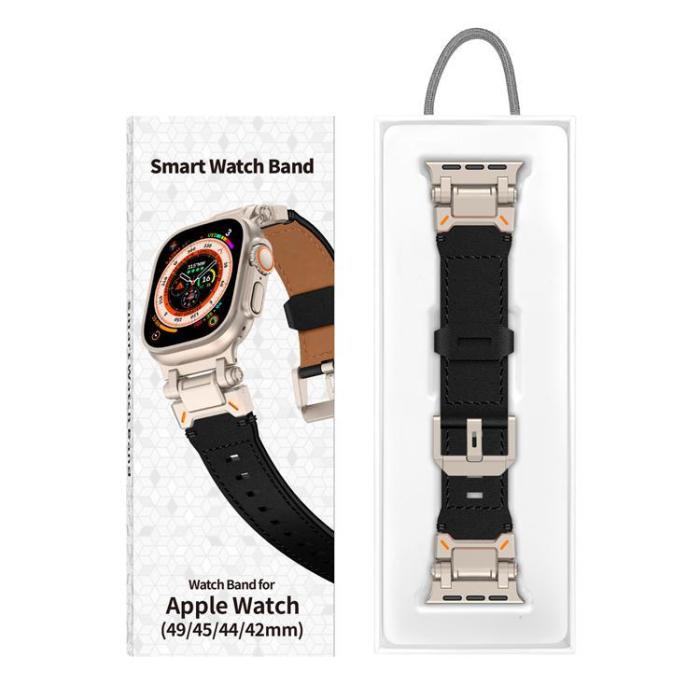Boom of Sweden - Apple Watch Ultra (49mm) Armband Titanium Äkta Läder - Svart