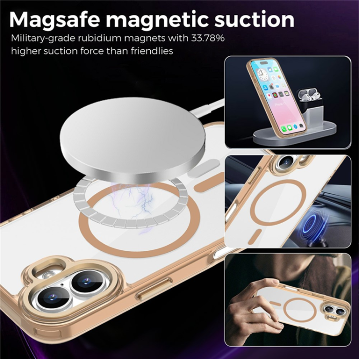 A-One Brand - iPhone 17 Mobilskal MagSafe TPU+PC Transparent - Ökenguld