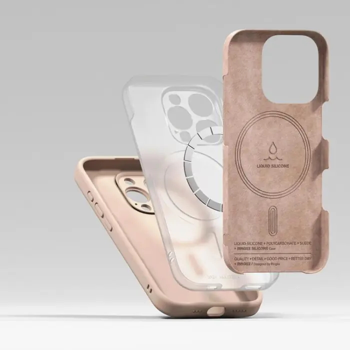 UTGATT - Ringke iPhone 16 Pro Mobilskal Magsafe Silikon Magnetic - Rosa Sand