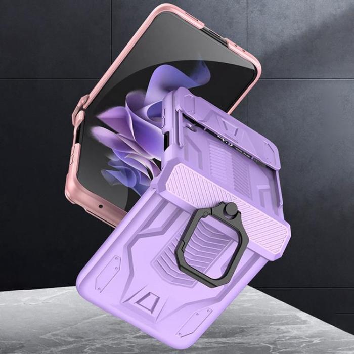 GKK - GKK Galaxy Z Flip 4 Skal Ringhållare Kickstand - Svart