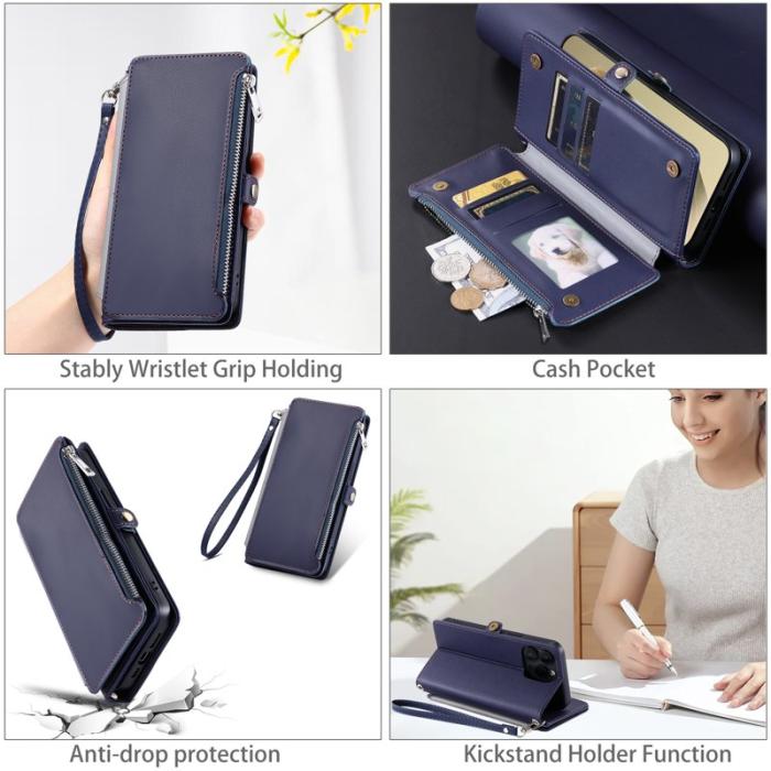 OEM - Samsung Galaxy S26 Plus Plånboksfodral TPU + Konstläder - Blå