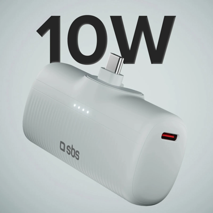 SBS - SBS Powerbank 5000mAh 10W med USB-C Hamn EcoPower - Grå