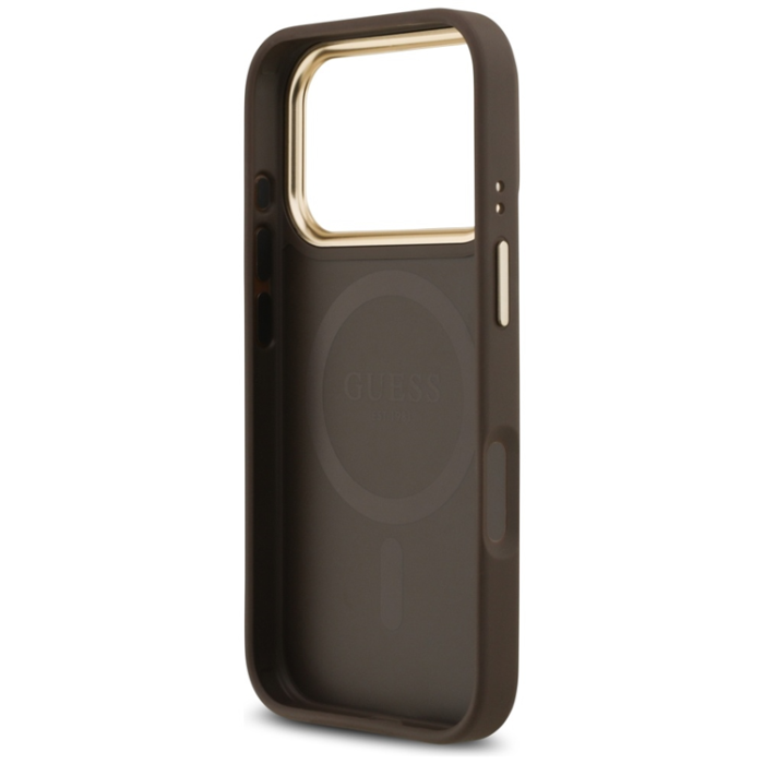 Guess - Guess iPhone 17 Pro Mobilskal Magsafe Strass Logo - Brun