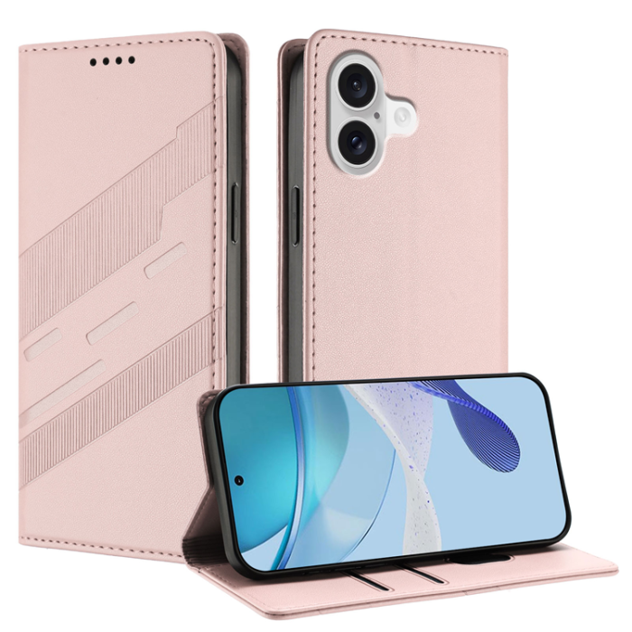 A-One Brand - iPhone 17 Plånboksfodral Punk Style Imprinted - Rosa