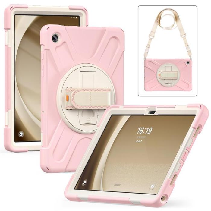 A-One Brand - Galaxy Tab A9 Plus Skal Kickstand Handrem Med Axelrem - Rosa