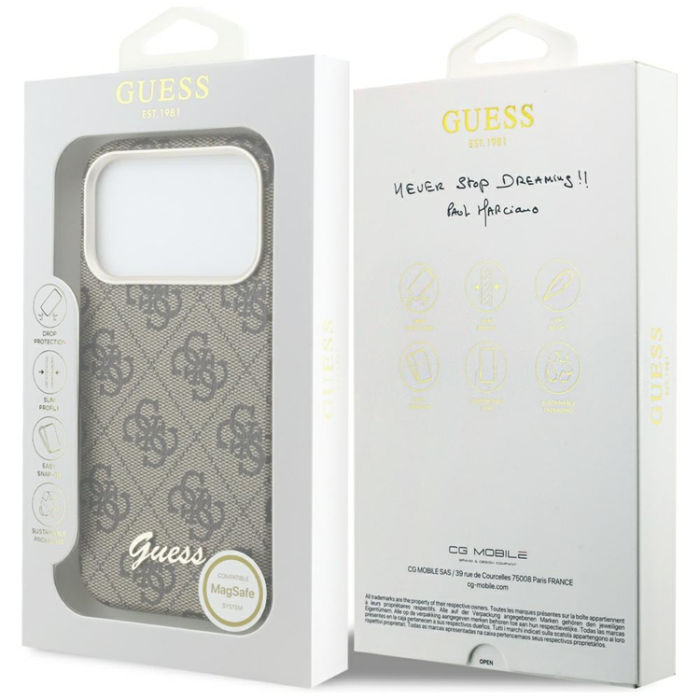 Guess - Guess Mobilskal För iPhone 17 Pro MagSafe 4G Script - Brun