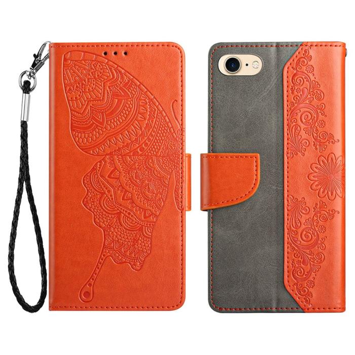 OEM - Fjärilar iPhone 7/8/SE (2020/2022) Plånboksfodral - Orange