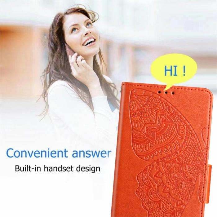 OEM - Fjärilar iPhone 7/8/SE (2020/2022) Plånboksfodral - Orange