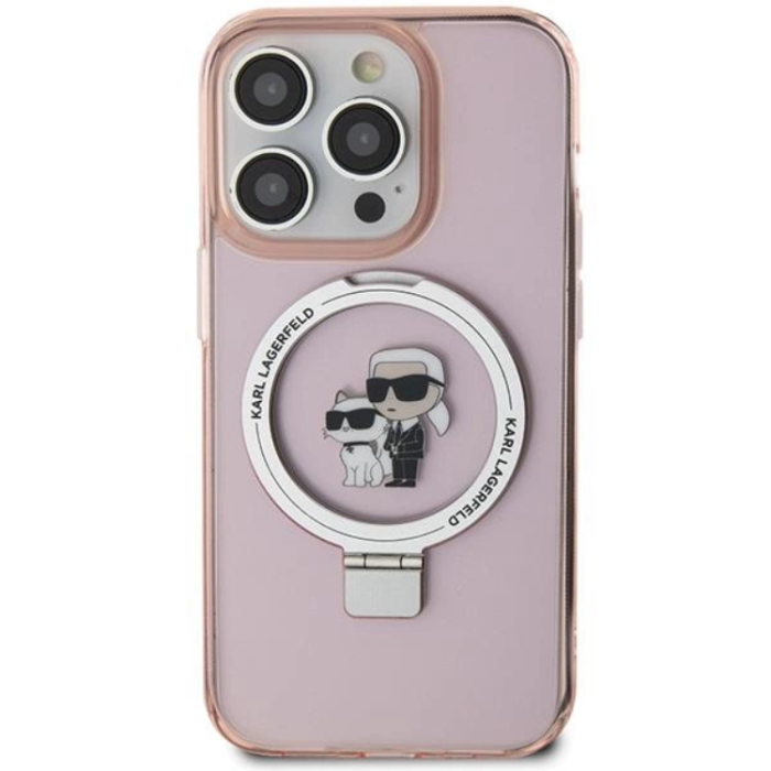 KARL LAGERFELD - KARL LAGERFELD iPhone 15 Pro Mobilskal MagSafe Ringställ - Rosa