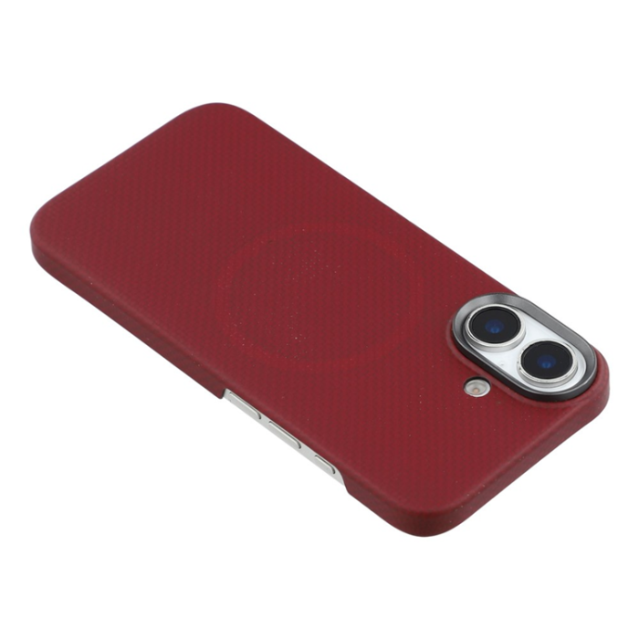 A-One Brand - iPhone 17 Mobilskal MagSafe Aramid Fiber Fine Grid - Röd