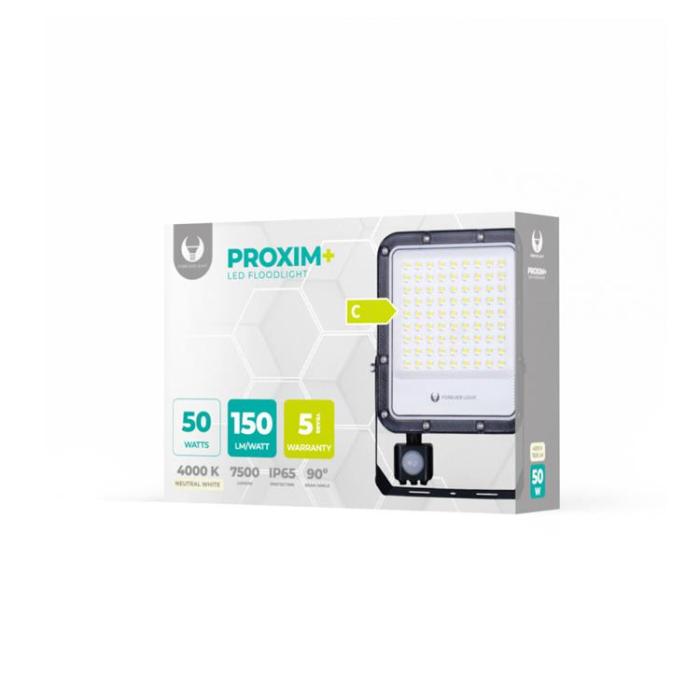Forever Light - Forever Strålkastare LED PROXIM+ 50W 4000K PIR 7500lm 230V IP65