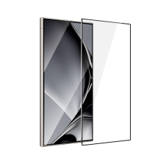 OEM - Galaxy S24 Ultra Härdat Glas Skärmskydd Metall Ram - Svart