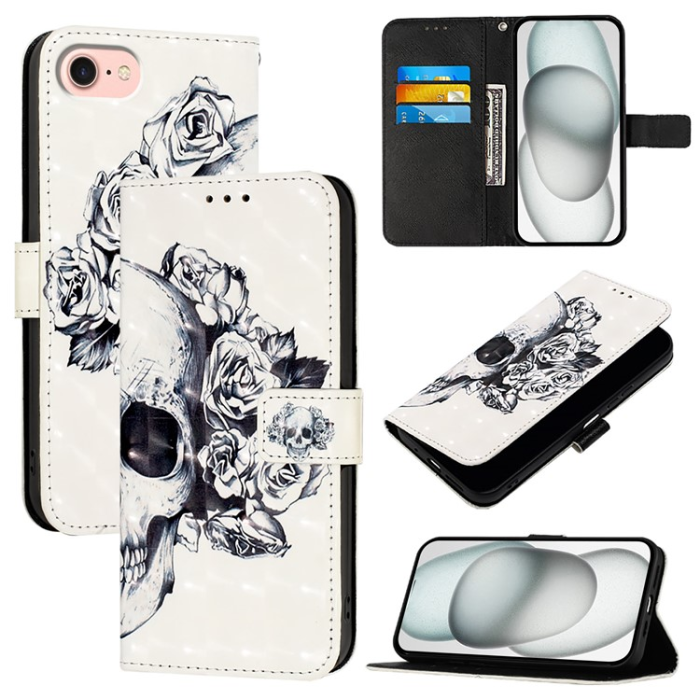 A-One Brand - iPhone 16e Plånboksfodral Printing Pattern Med Rem - Skull