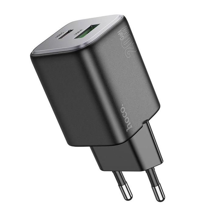 Hoco - Hoco Väggladdare 1xUSB-C 1xUSB-A 20W N41 - Svart