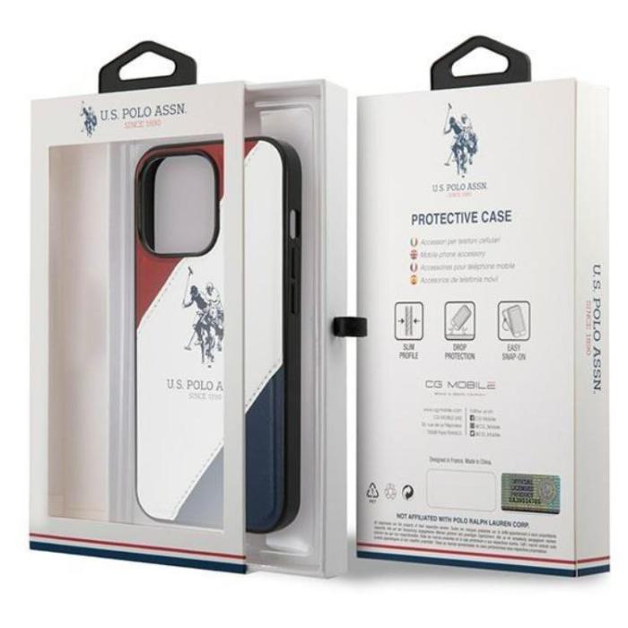 US Polo - US Polo iPhone 14 Pro Skal Tricolor Embossed - Vit