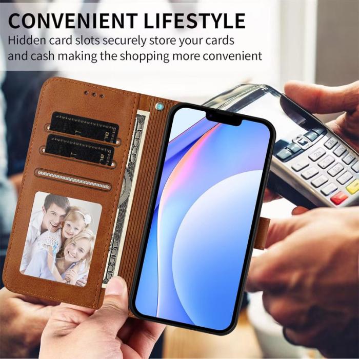 OEM - Samsung Galaxy A37 Plånboksfodral RFID Skydd Konstläder - Brun